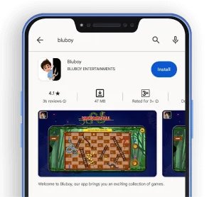 "Step 1 of the Bluboy app download process from the App Store"